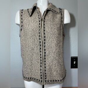 Christopher & Banks Gray, Cream and Black Knit Vest Women’s Size Medium